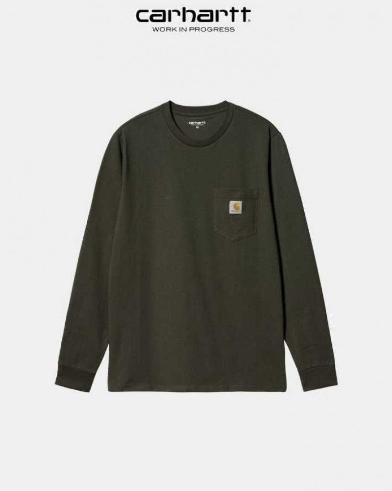 Cypress Carhartt Wip Long Sleeve Pocket T-Shirt - Danmark PRO-3490053