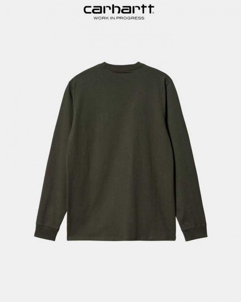 Cypress Carhartt Wip Long Sleeve Pocket T-Shirt - Danmark PRO-3490053