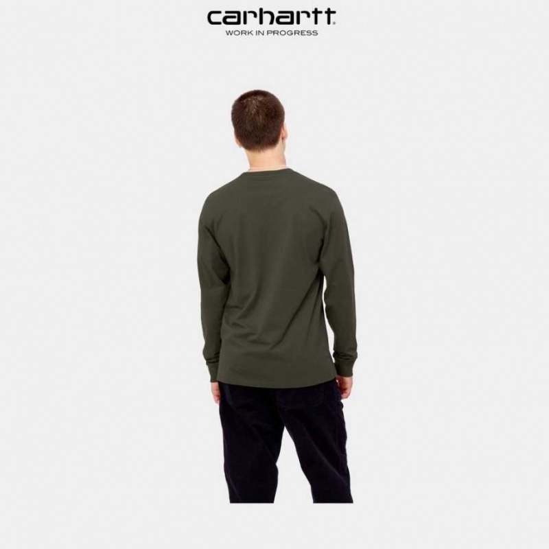 Cypress Carhartt Wip Long Sleeve Pocket T-Shirt - Danmark PRO-3490053