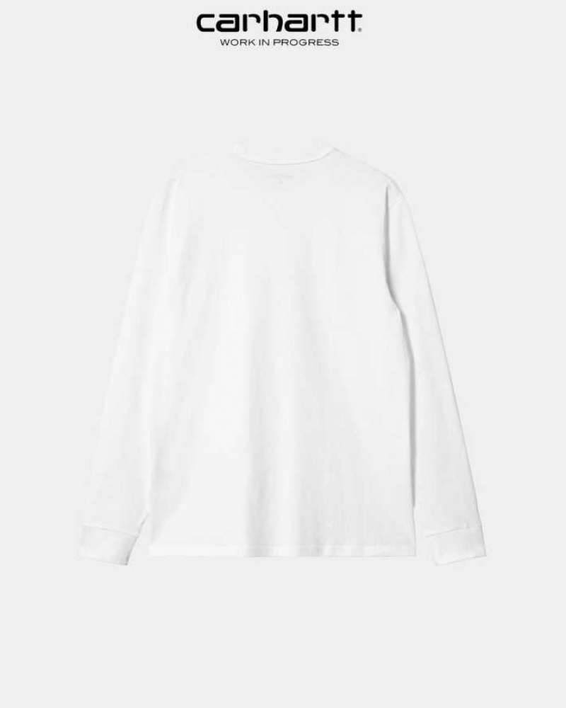 Blanche Carhartt Wip Long Sleeve Pocket T-Shirt - Danmark ZQL-2035778