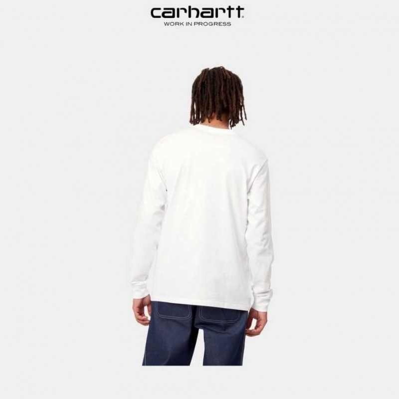 Blanche Carhartt Wip Long Sleeve Pocket T-Shirt - Danmark ZQL-2035778