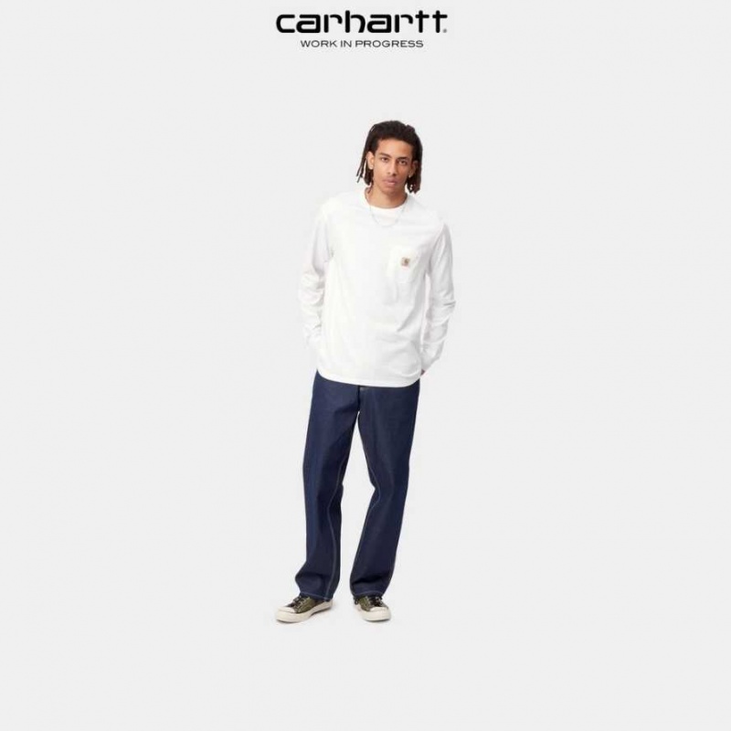 Blanche Carhartt Wip Long Sleeve Pocket T-Shirt - Danmark ZQL-2035778