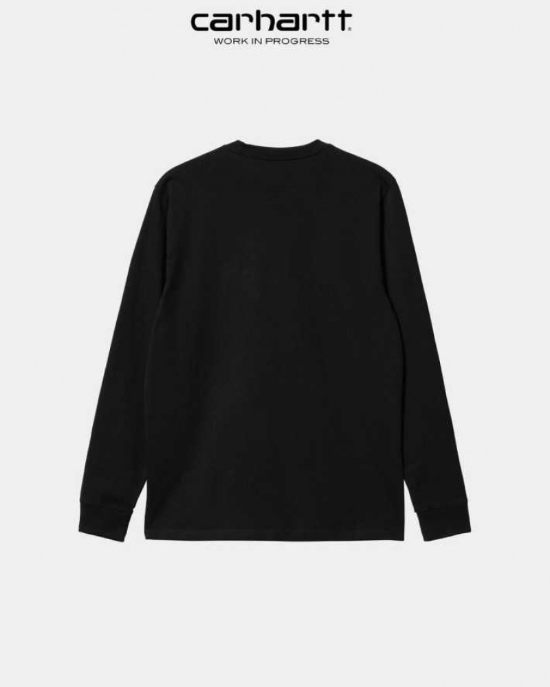 Noir Carhartt Wip Long Sleeve Pocket T-Shirt - Danmark GFT-0033194