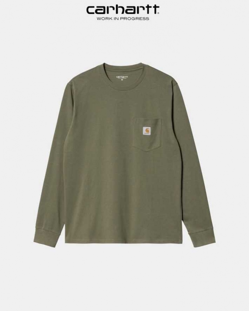 Seaweed Carhartt Wip Long Sleeve Pocket T-Shirt - Danmark PZG-4407236