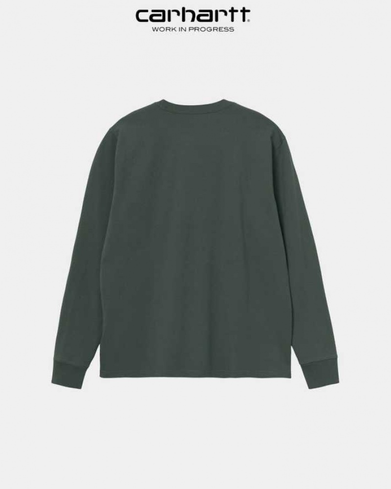 Vert Carhartt Wip Long Sleeve Pocket T-Shirt - Danmark MFR-8738891