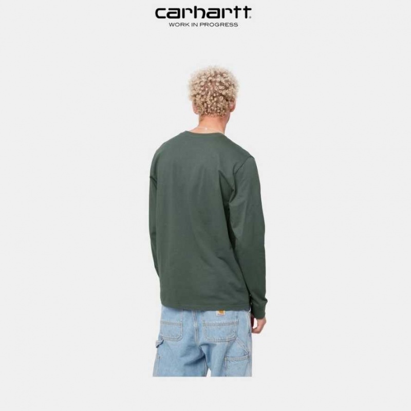 Vert Carhartt Wip Long Sleeve Pocket T-Shirt - Danmark MFR-8738891