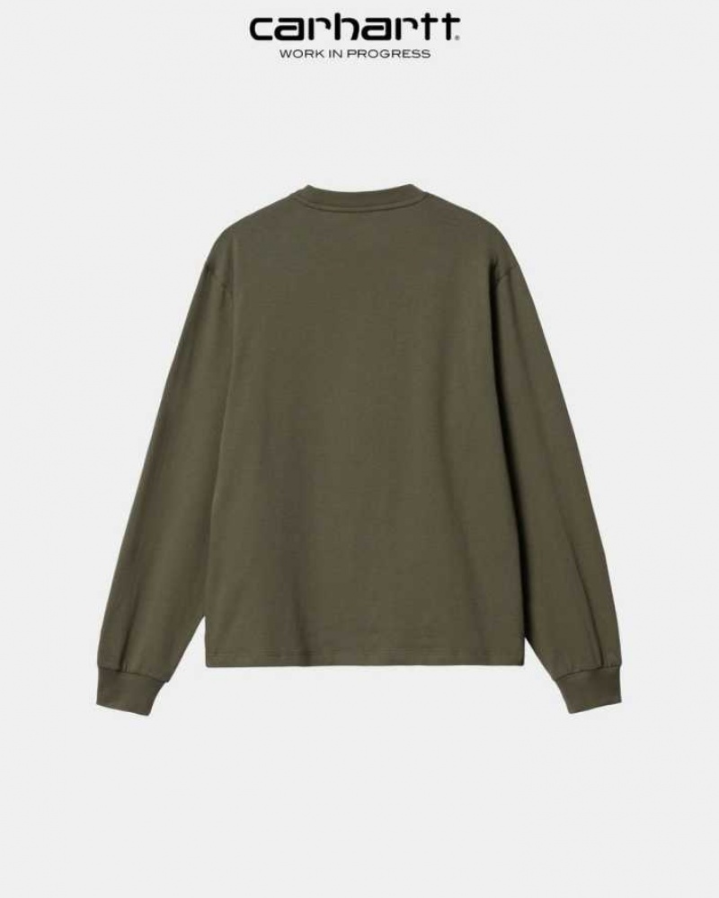 Seaweed Carhartt Wip Long Sleeve Pocket T-Shirt - Danmark SLL-6572502