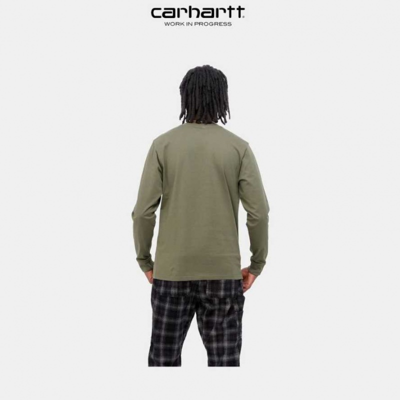 Seaweed Carhartt Wip Long Sleeve Pocket T-Shirt - Danmark PZG-4407236