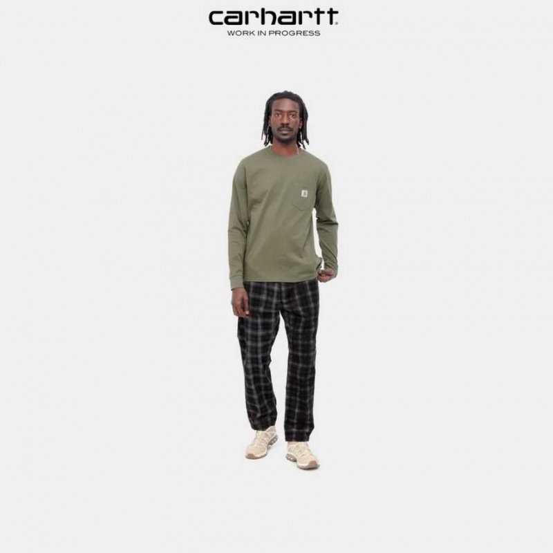 Seaweed Carhartt Wip Long Sleeve Pocket T-Shirt - Danmark PZG-4407236