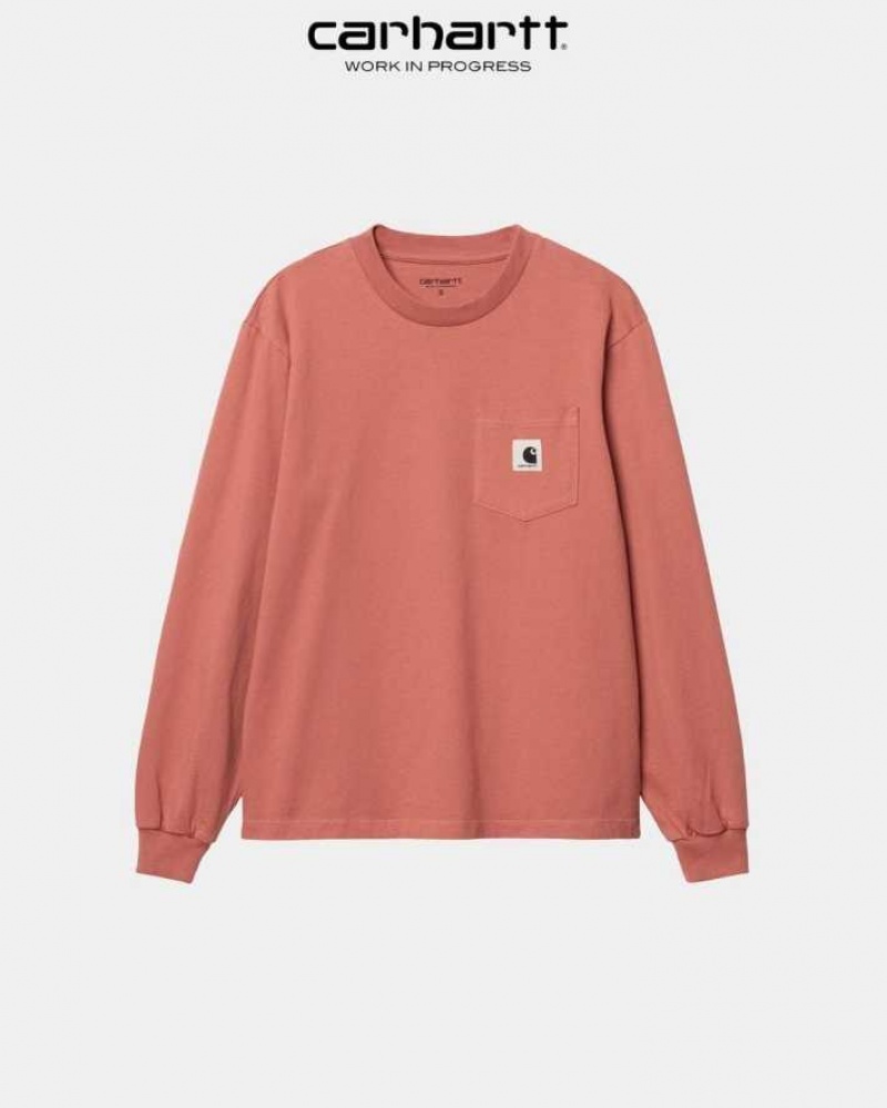 Misty Blush Carhartt Wip Long Sleeve Pocket T-Shirt Misty - Danmark SCR-4412906