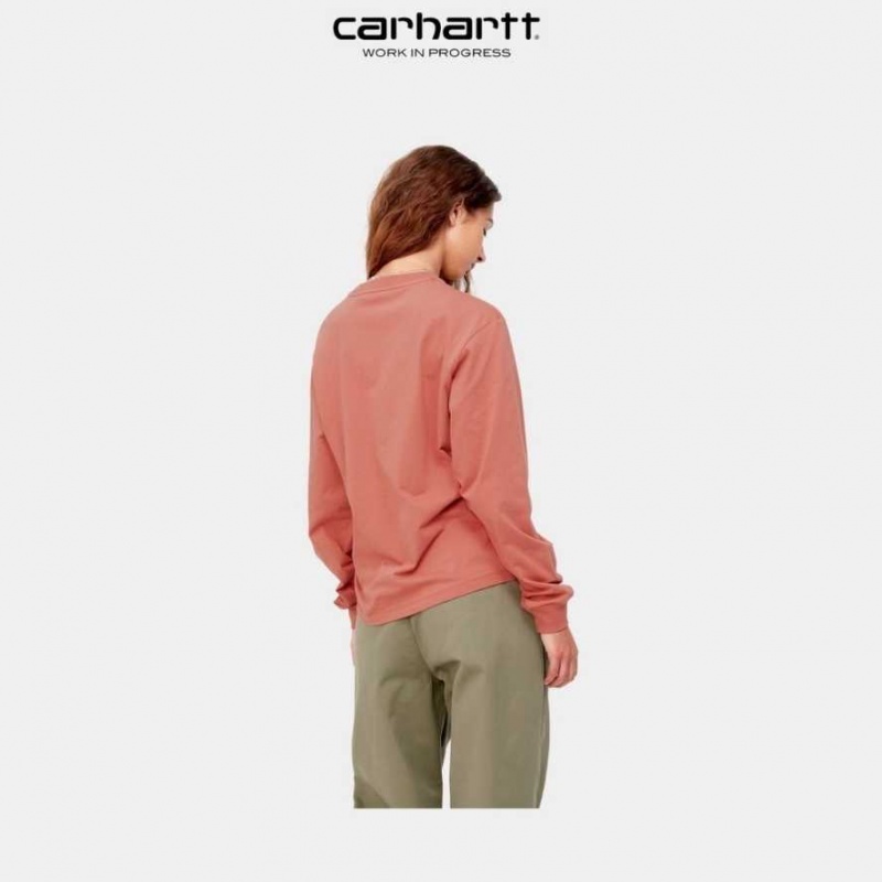 Misty Blush Carhartt Wip Long Sleeve Pocket T-Shirt Misty - Danmark SCR-4412906