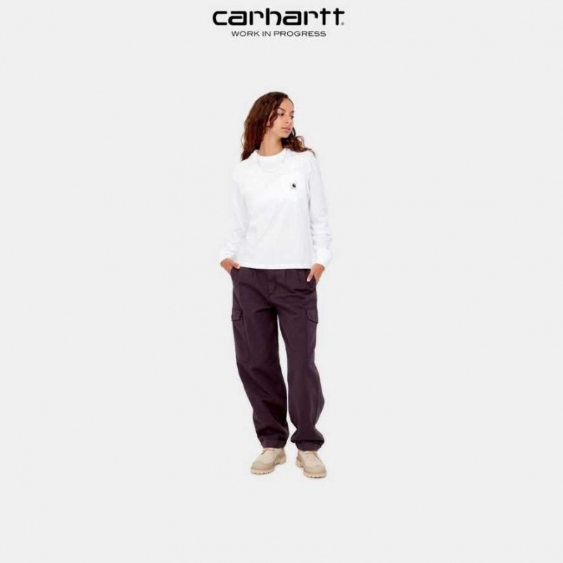 Blanche Carhartt Wip Long Sleeve Pocket T-Shirt - Danmark HAS-0119850