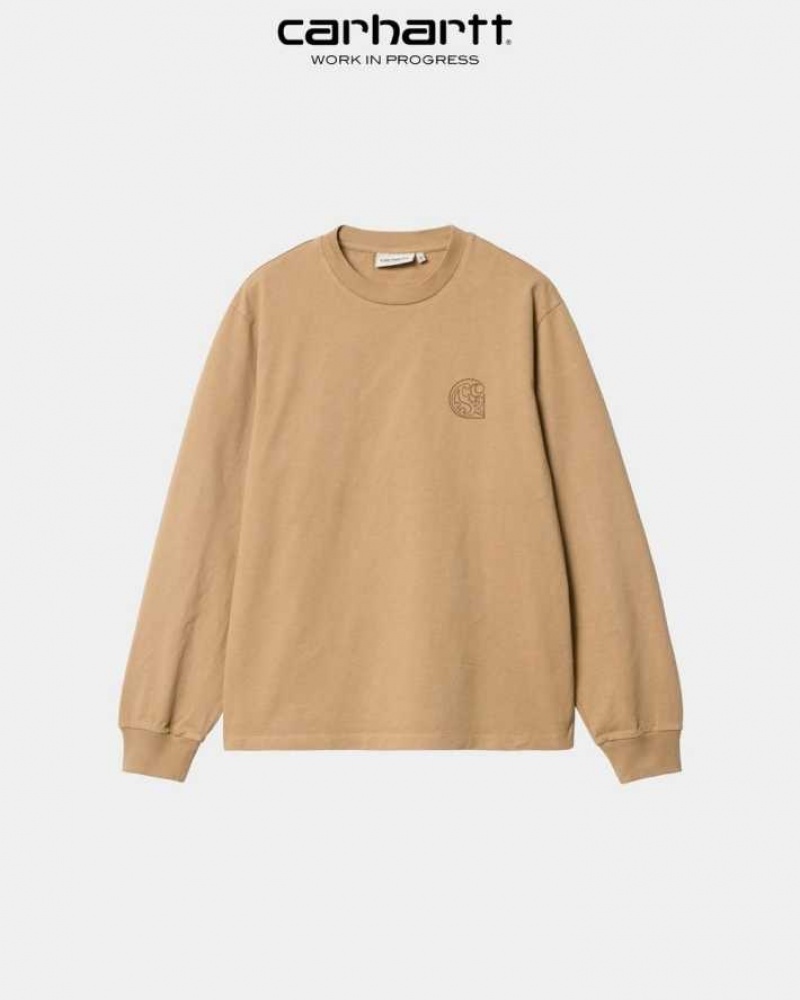 Marron Carhartt Wip Long Sleeve Verse C T-Shirt - Danmark YNM-7303146