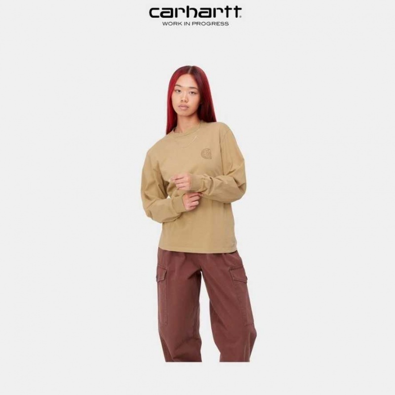 Marron Carhartt Wip Long Sleeve Verse C T-Shirt - Danmark YNM-7303146