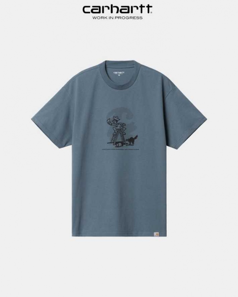 Bleu Carhartt Wip Lucky Painter T-Shirt - Danmark RPI-4948228