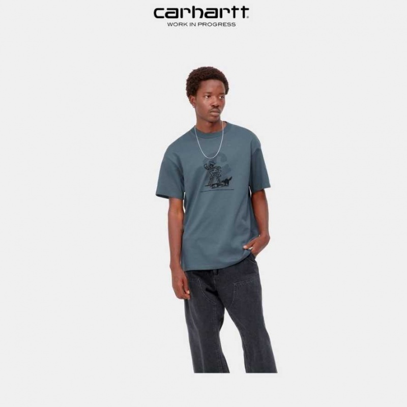 Bleu Carhartt Wip Lucky Painter T-Shirt - Danmark RPI-4948228