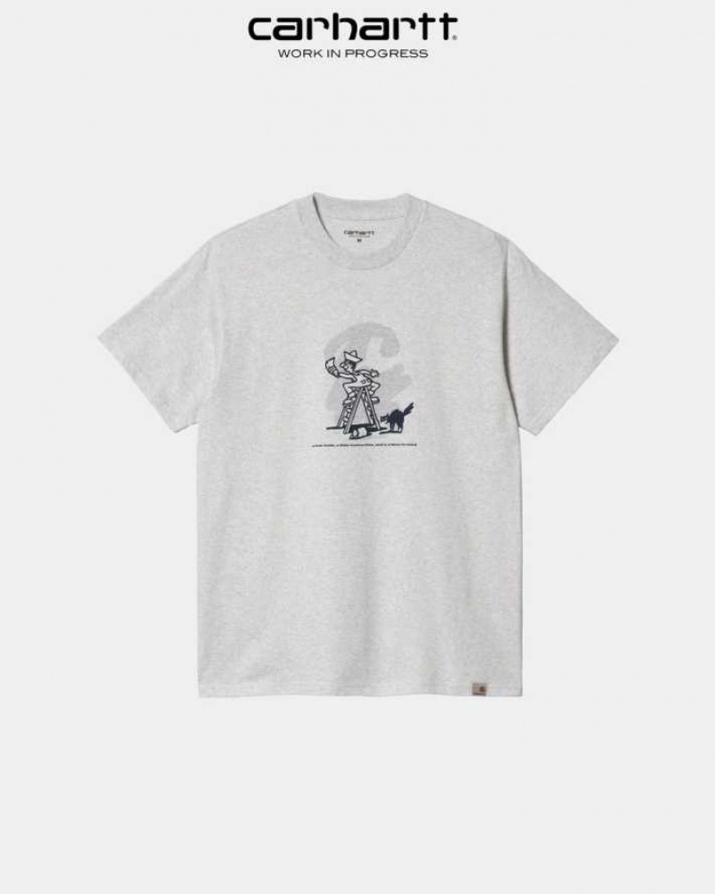 Ash Heather Carhartt Wip Lucky Painter T-Shirt Ash - Danmark SAQ-9131904