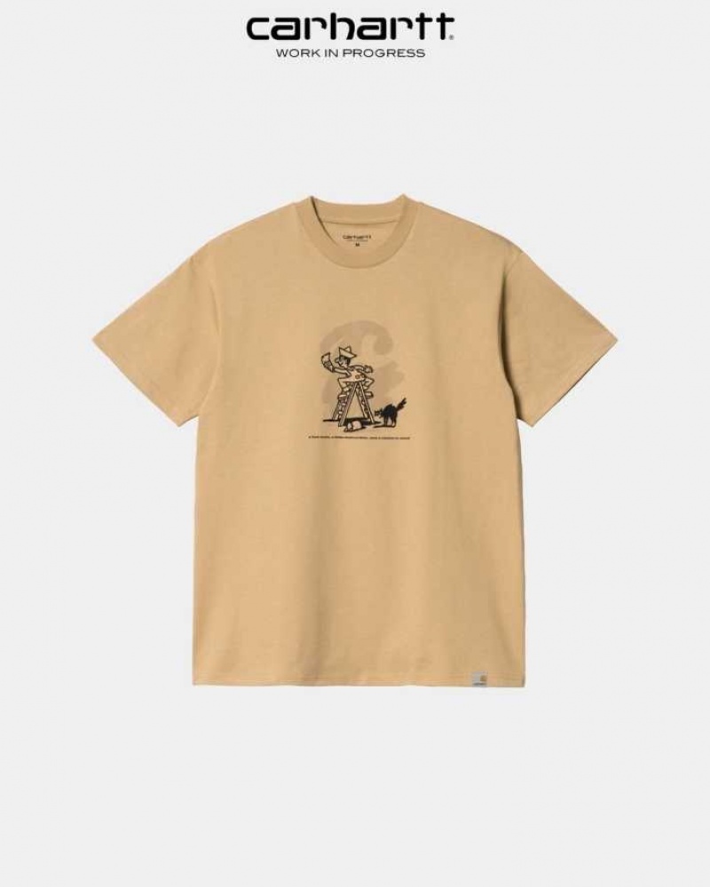 Marron Carhartt Wip Lucky Painter T-Shirt - Danmark NRS-7355415