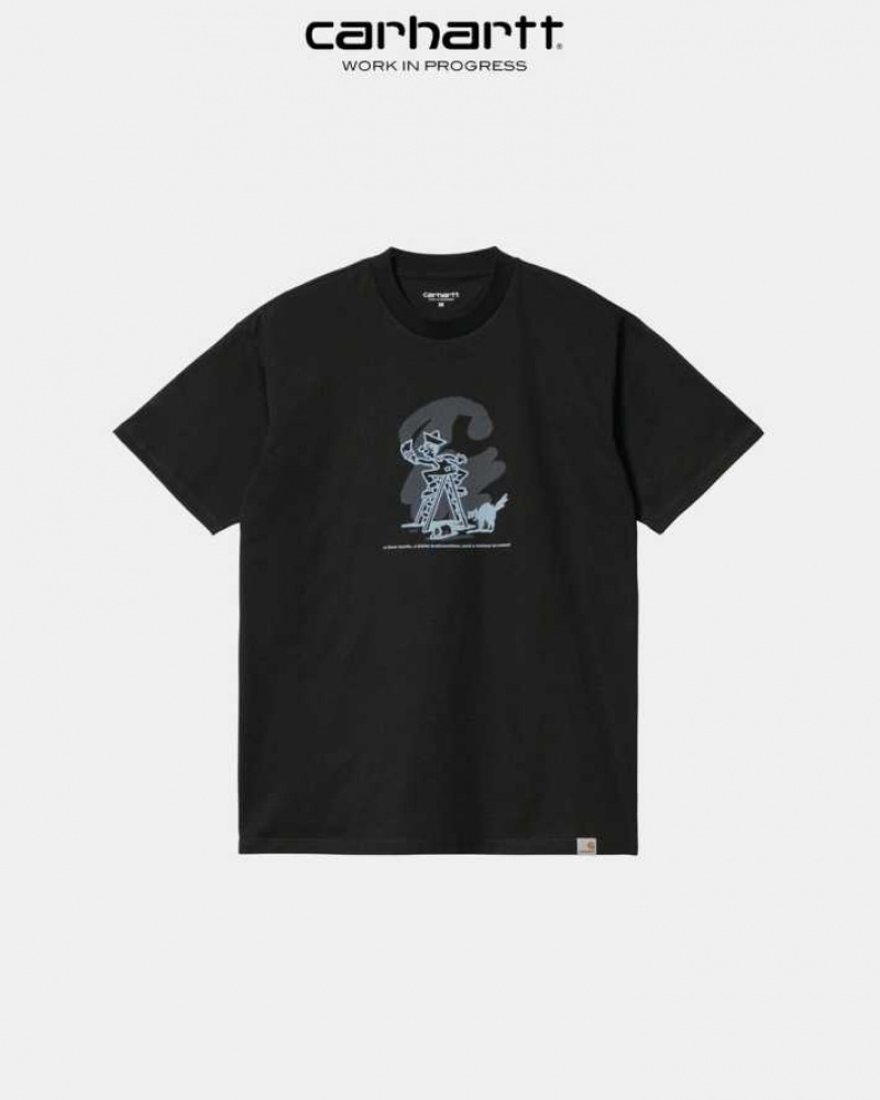 Noir Carhartt Wip Lucky Painter T-Shirt - Danmark MSF-1814341