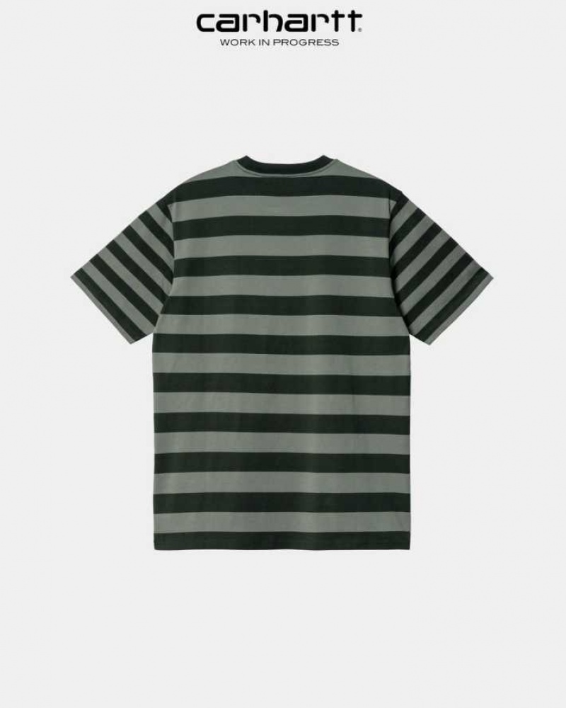 Noir Carhartt Wip Merrick Stripe Pocket T-Shirt - Danmark CIT-9959324