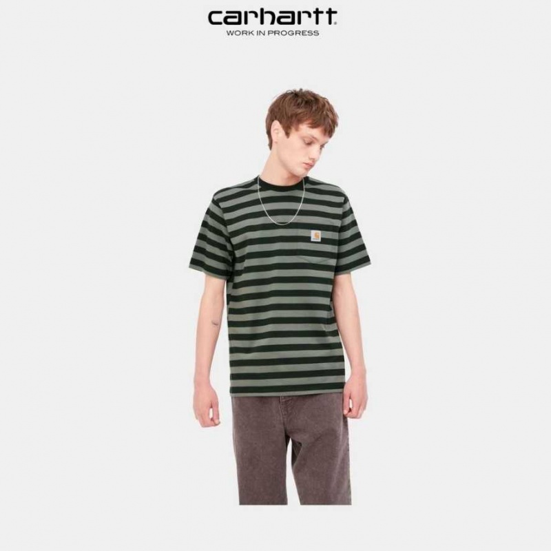 Noir Carhartt Wip Merrick Stripe Pocket T-Shirt - Danmark CIT-9959324