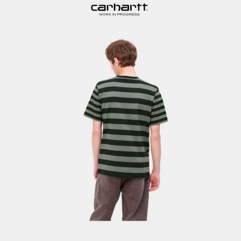 Noir Carhartt Wip Merrick Stripe Pocket T-Shirt - Danmark CIT-9959324