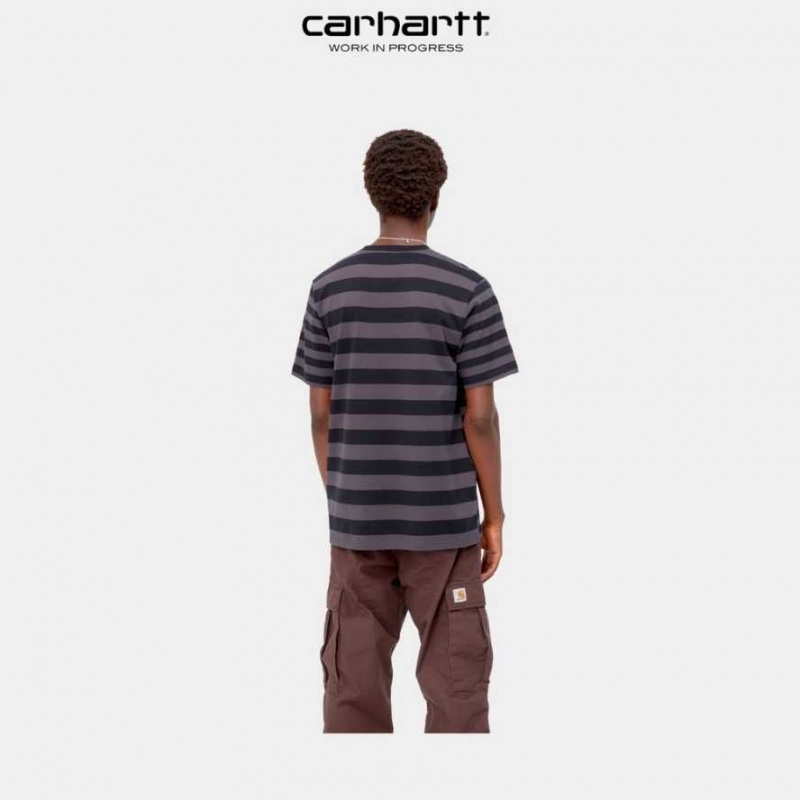 Soot / Artichoke Carhartt Wip Merrick Stripe Pocket T-Shirt Soot / - Danmark BXG-1990343