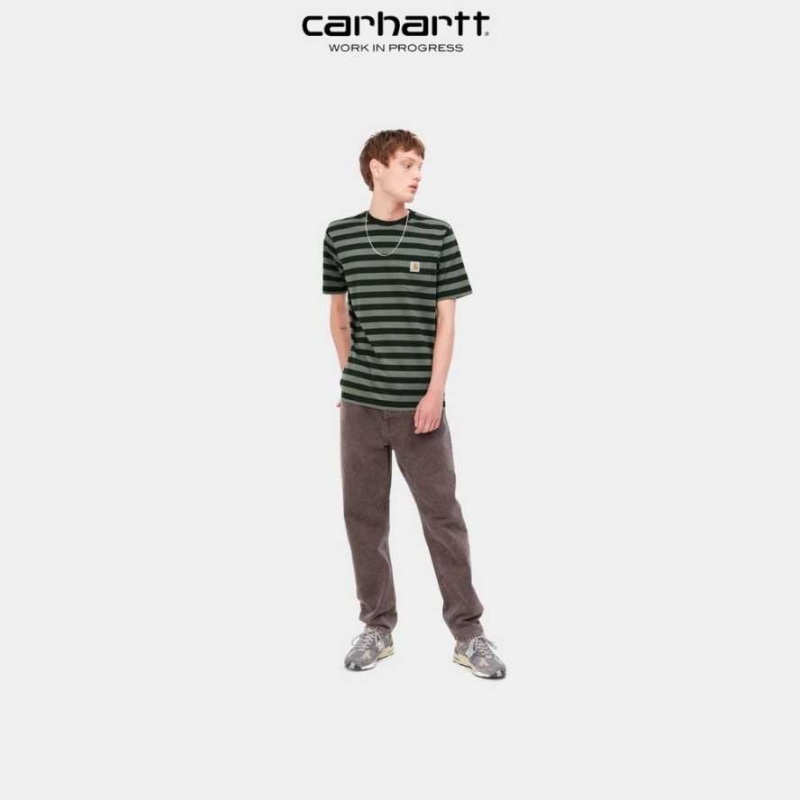 Noir Carhartt Wip Merrick Stripe Pocket T-Shirt - Danmark CIT-9959324