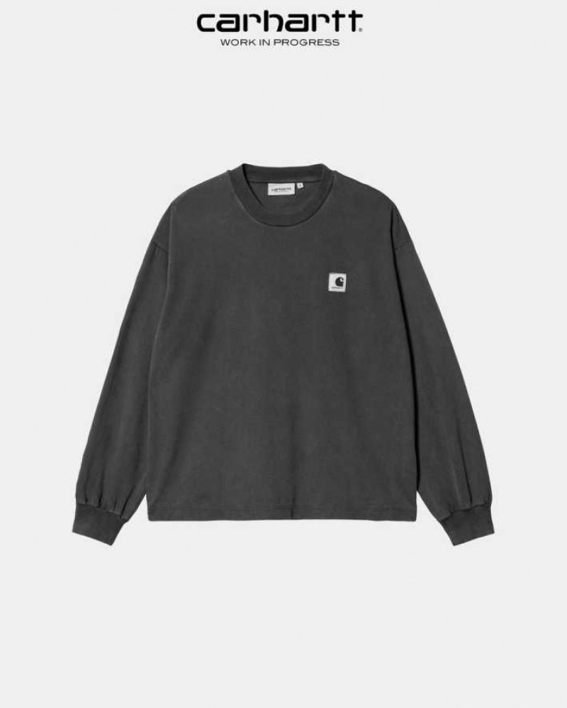 Vulcan (garment dyed) Carhartt Wip Nelson Long Sleeve T-Shirt Vulcan (garment - Danmark LHT-5583793