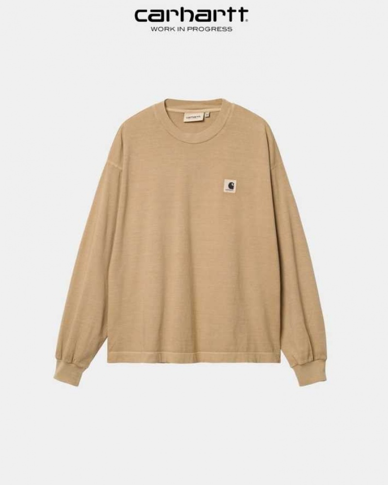 Marron Carhartt Wip Nelson Long Sleeve T-Shirt - Danmark AYM-2900122