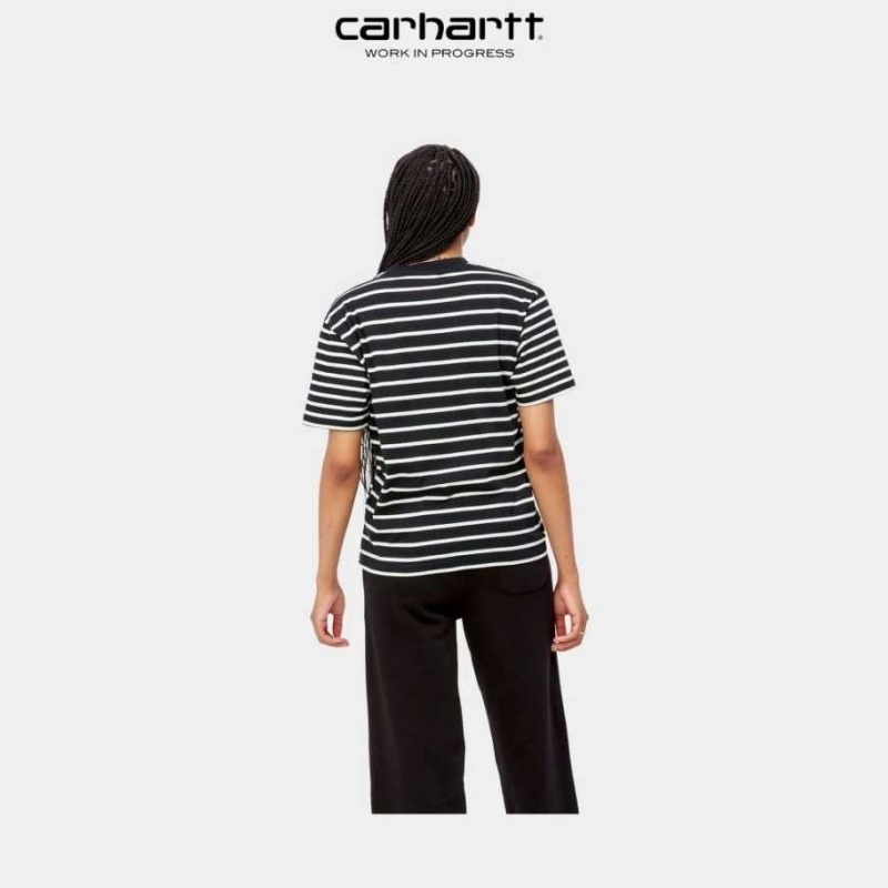 Noir Carhartt Wip Nell Stripe T-Shirt - Danmark EOF-9257181