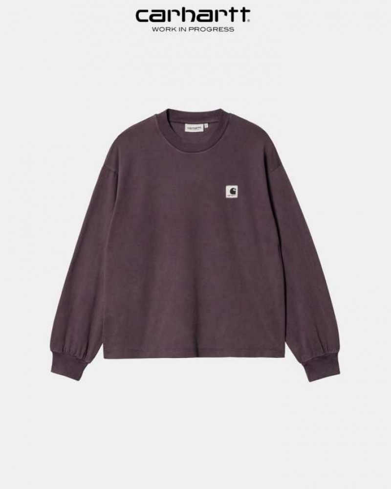 Noir Carhartt Wip Nelson Long Sleeve T-Shirt - Danmark YGH-1172777