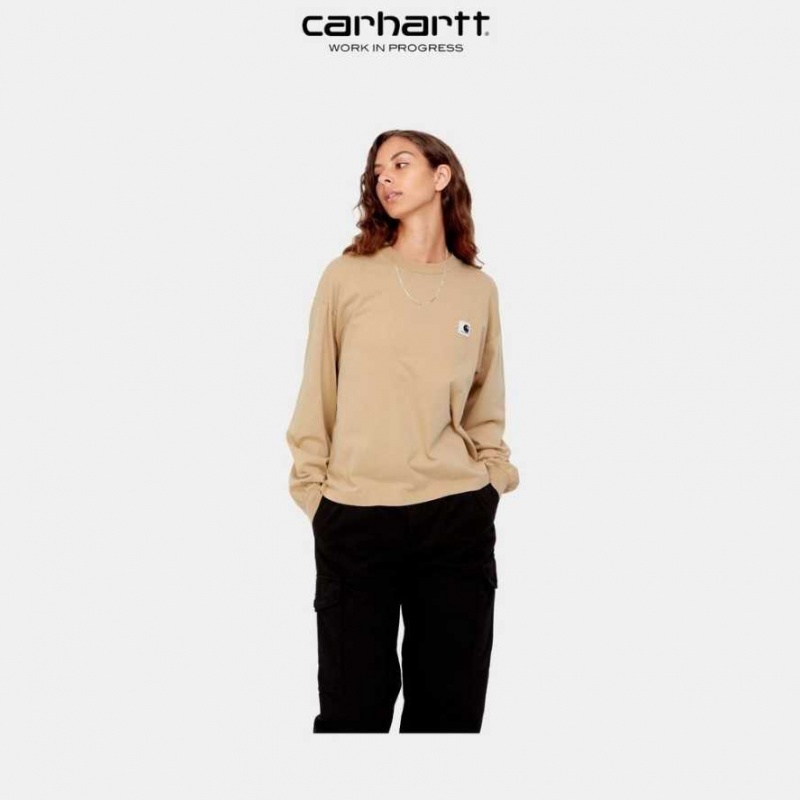 Marron Carhartt Wip Nelson Long Sleeve T-Shirt - Danmark AYM-2900122