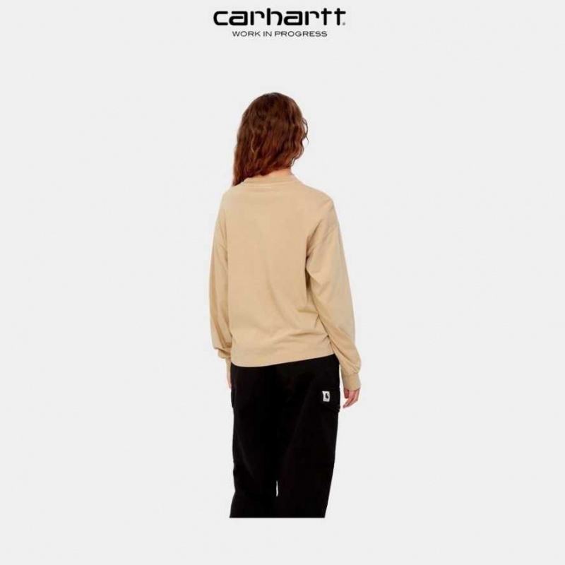 Marron Carhartt Wip Nelson Long Sleeve T-Shirt - Danmark AYM-2900122