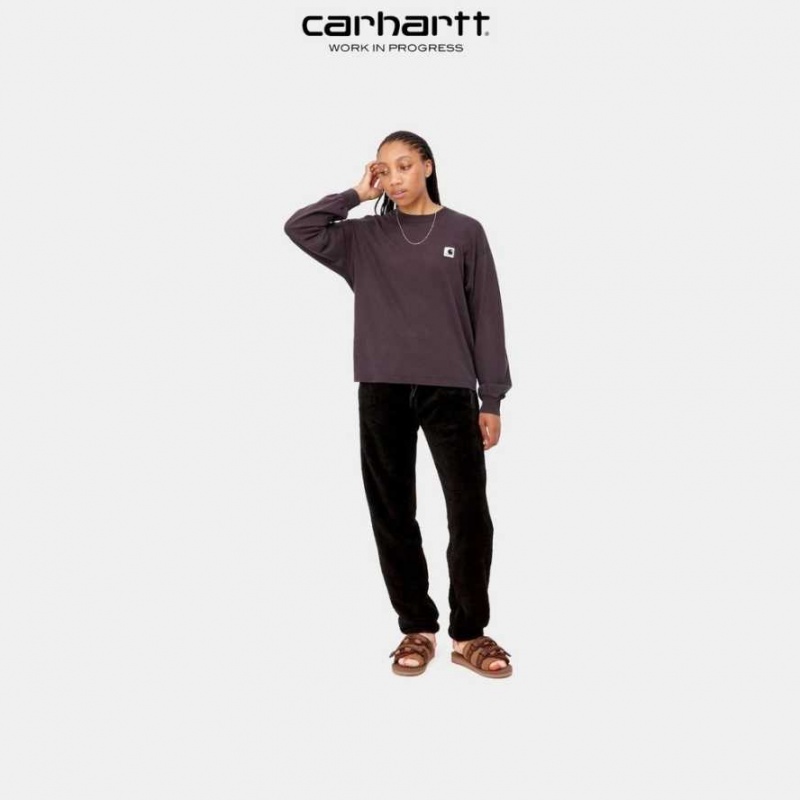 Noir Carhartt Wip Nelson Long Sleeve T-Shirt - Danmark YGH-1172777