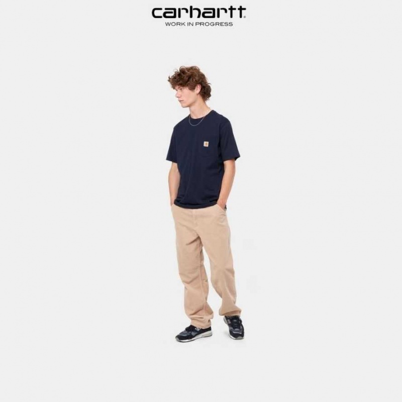 Bleu Marine Foncé Carhartt Wip Pocket T-Shirt Bleu Marine - Danmark MBY-2718617