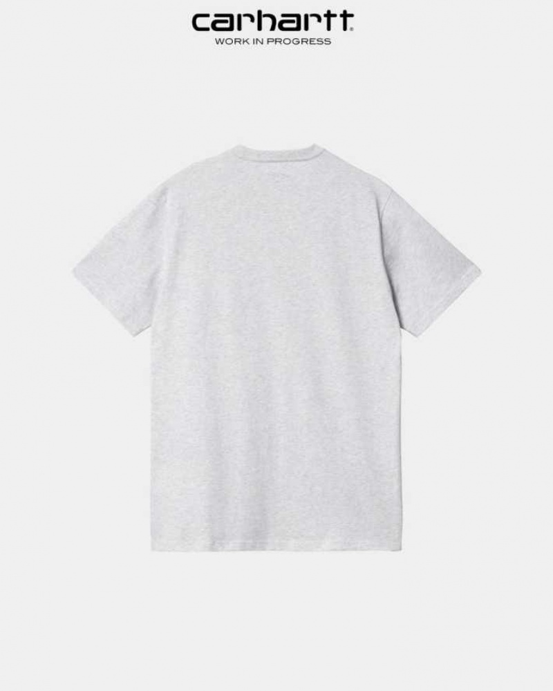 Ash Heather Carhartt Wip Pocket T-Shirt Ash - Danmark PSK-1886050