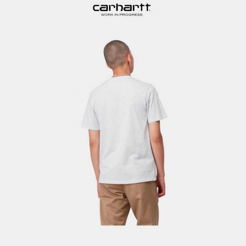 Ash Heather Carhartt Wip Pocket T-Shirt Ash - Danmark PSK-1886050