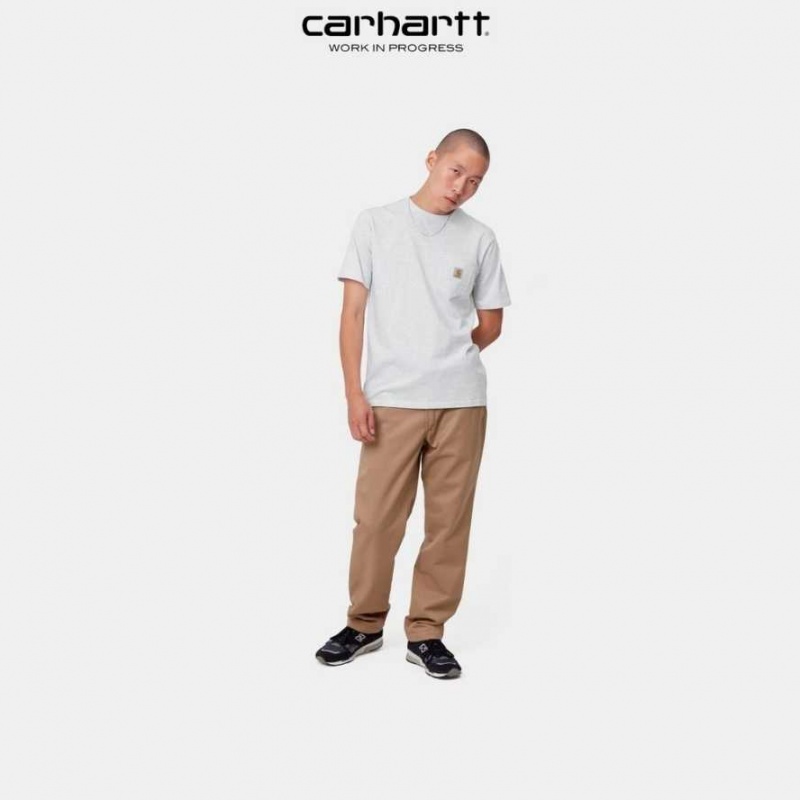 Ash Heather Carhartt Wip Pocket T-Shirt Ash - Danmark PSK-1886050