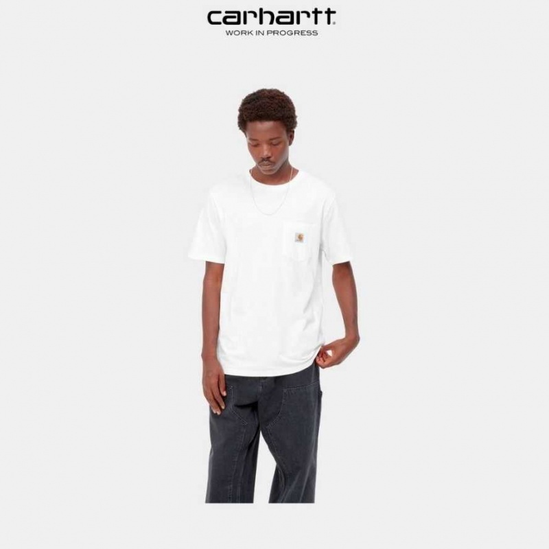 Blanche Carhartt Wip Pocket T-Shirt - Danmark NZW-7220307