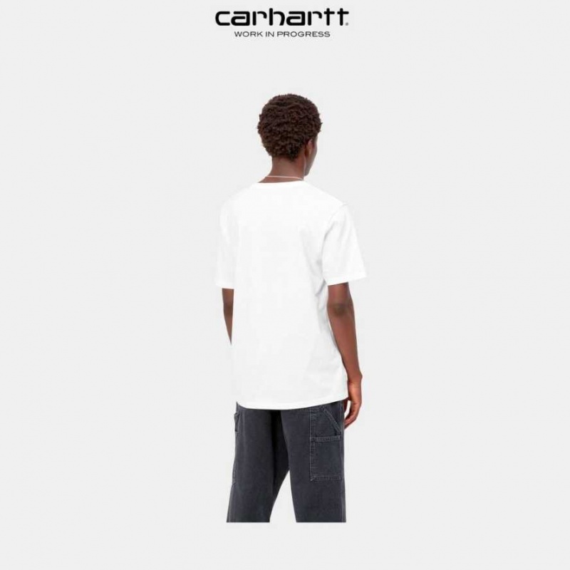 Blanche Carhartt Wip Pocket T-Shirt - Danmark NZW-7220307