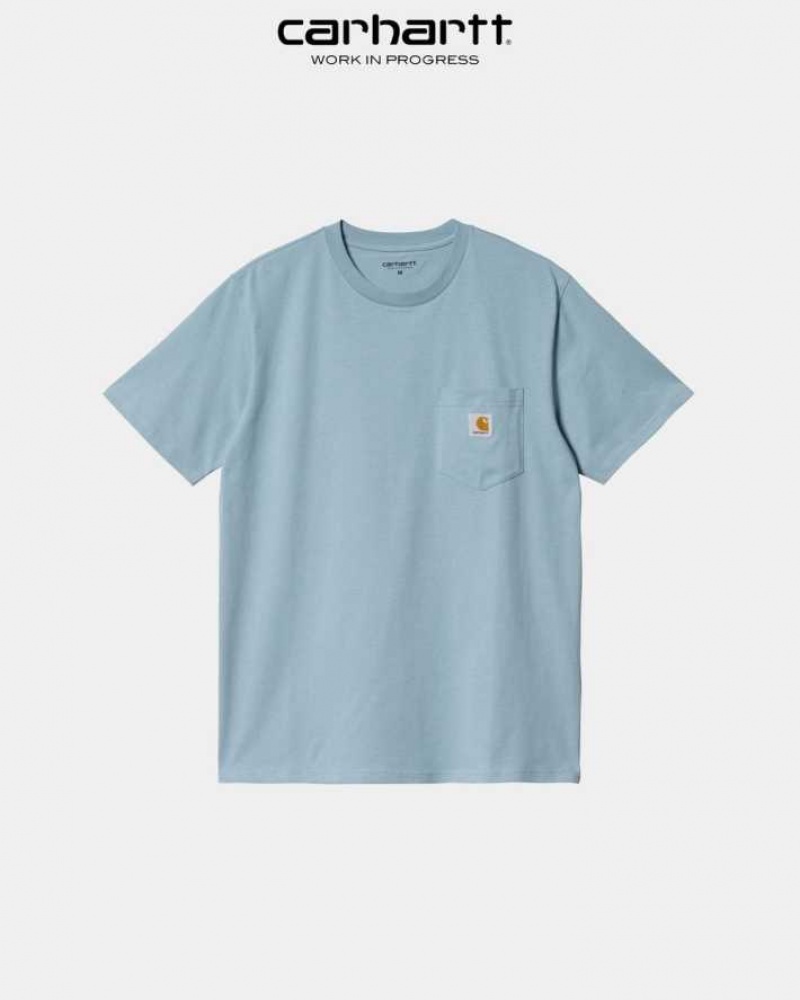 Misty Sky Carhartt Wip Pocket T-Shirt Misty - Danmark XTZ-8251570