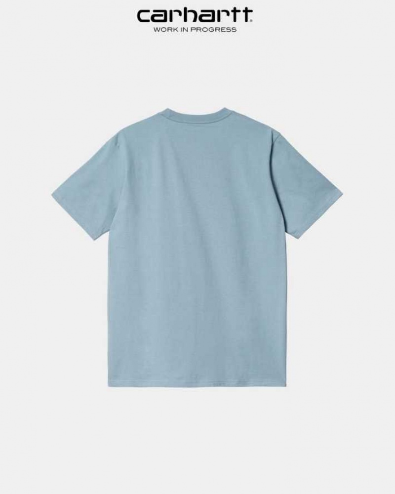 Misty Sky Carhartt Wip Pocket T-Shirt Misty - Danmark XTZ-8251570