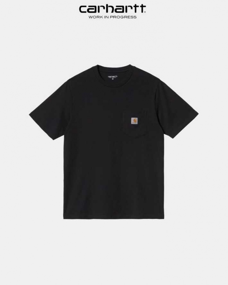 Noir Carhartt Wip Pocket T-Shirt - Danmark UQT-2645400