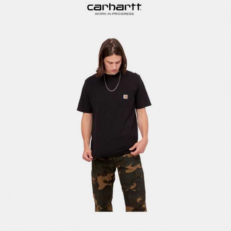 Noir Carhartt Wip Pocket T-Shirt - Danmark UQT-2645400