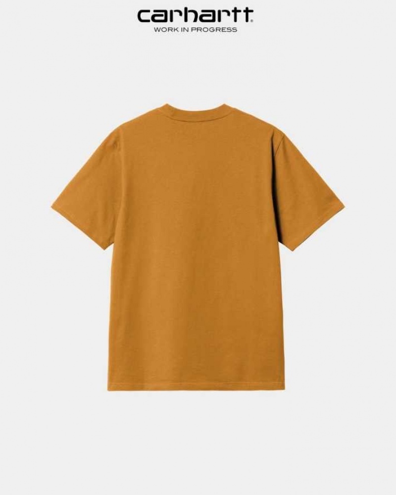 Ochre Carhartt Wip Piece Of Travail T-Shirt - Danmark MPQ-9271296