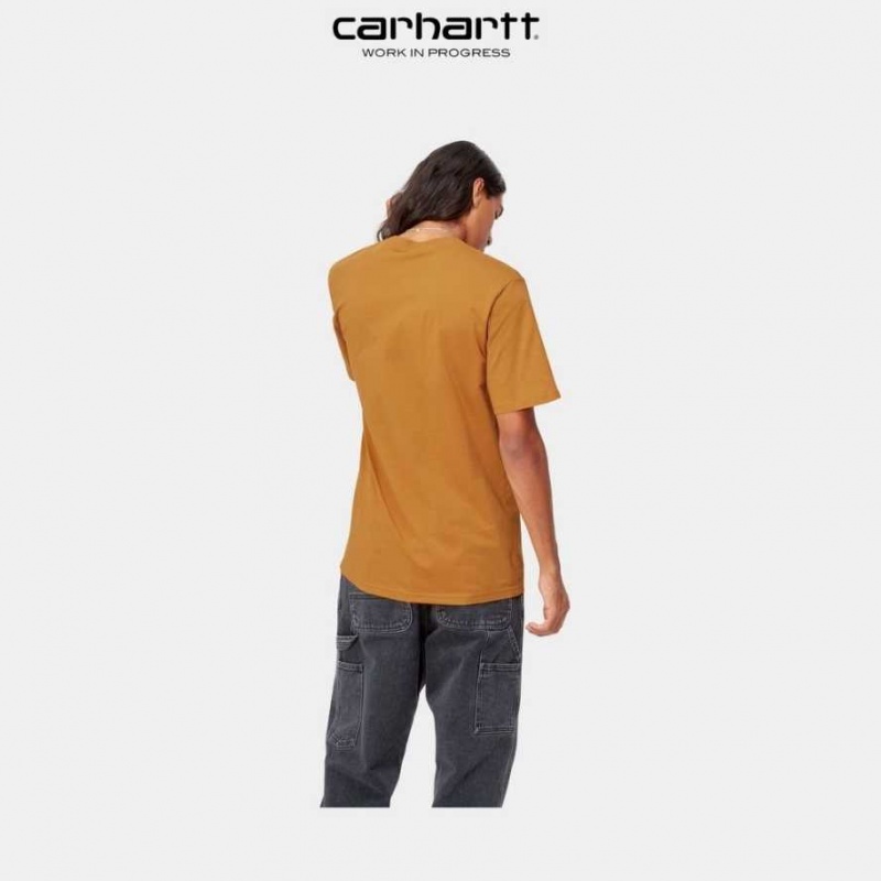 Ochre Carhartt Wip Piece Of Travail T-Shirt - Danmark MPQ-9271296