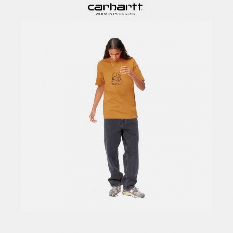 Ochre Carhartt Wip Piece Of Travail T-Shirt - Danmark MPQ-9271296