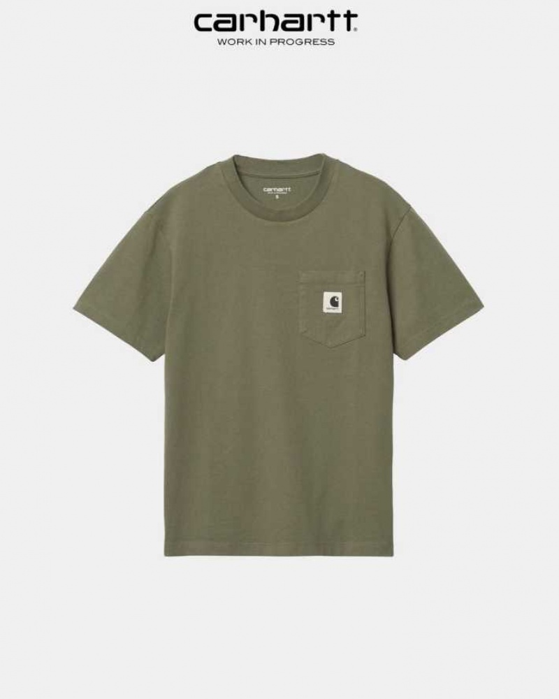 Seaweed Carhartt Wip Pocket T-Shirt - Danmark HAQ-7716534