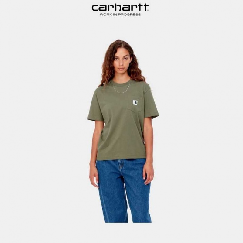 Seaweed Carhartt Wip Pocket T-Shirt - Danmark HAQ-7716534